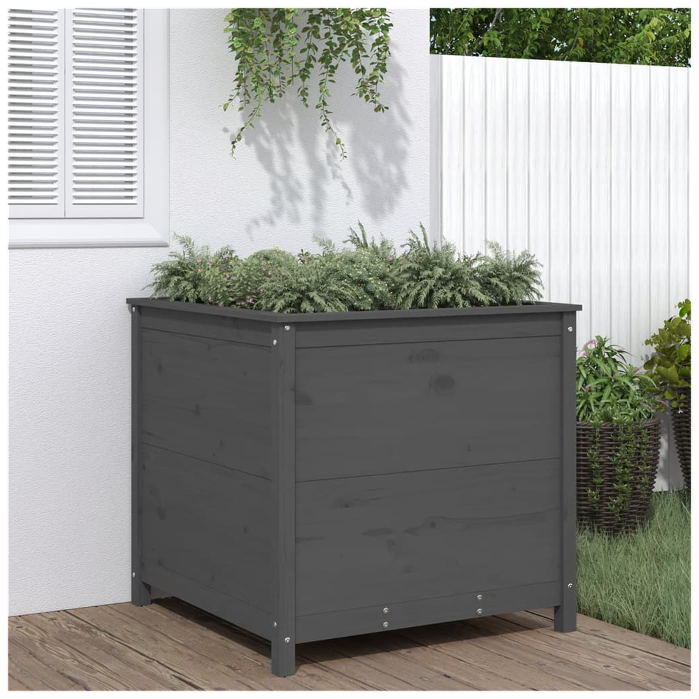 vidaXL Garden Planter Grey 82.5x82.5x78 cm Solid Wood Pine S0671357818