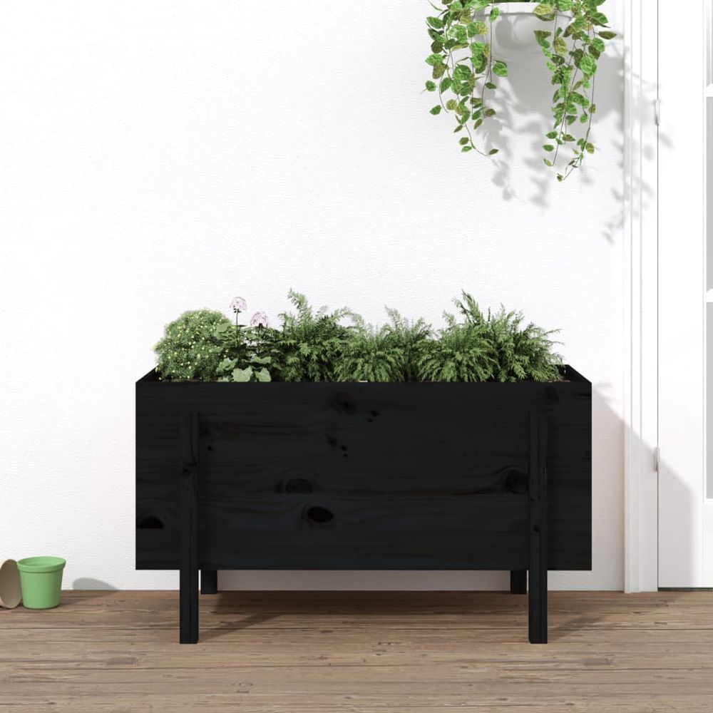 vidaXL Garden Raised Bed Black 101x50x57 cm Solid Wood Pine S0671358069