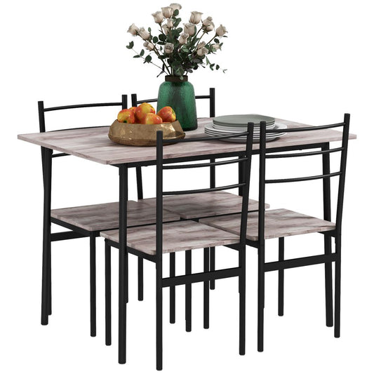 HOMCOM 5 Piece Dining Table and Chairs Set, Space Saving Table and 4 Chairs S0671347106