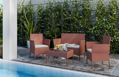 4 Piece Rattan Garden Furniture Set V035876518