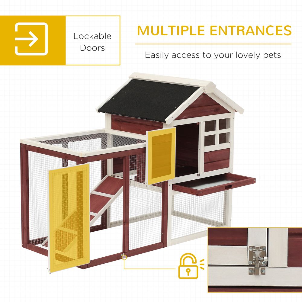 122cm Rabbit Hutch Cage Bunny House Wooden Habitat Pet Small Animal w/ Tray Ramp S0671071149