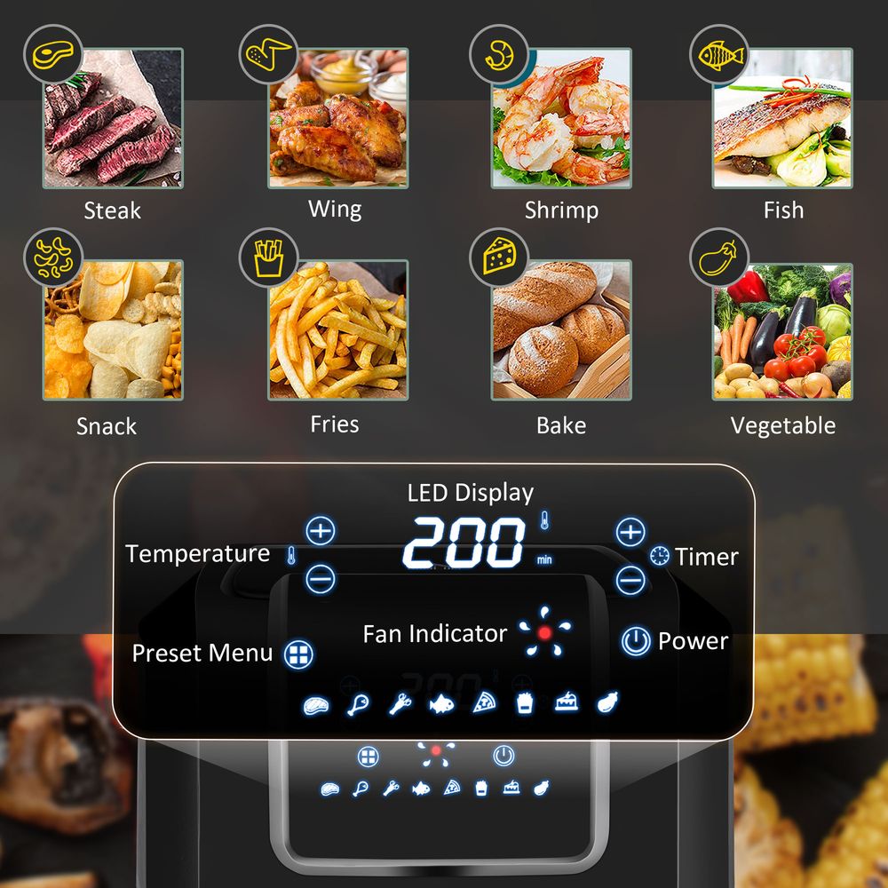 Air Fryer 1700W 6.5L with Digital Display Timer for Low Fat Cooking HOMCOM S0671079512