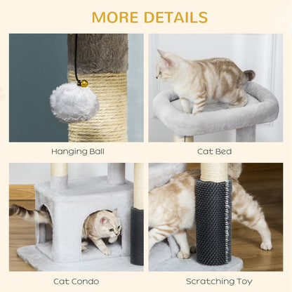 Cat Tree Climbing Activity Center with Scratching Massage Toy Hanging Ball S0671070889