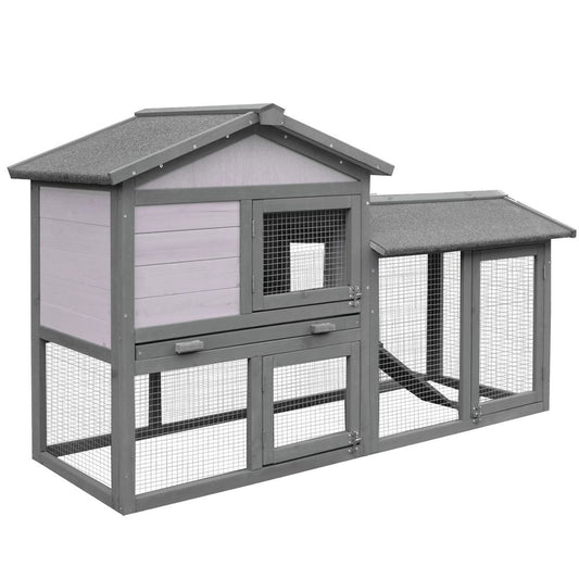 5ft Wooden Rabbit Guniea Pigs Hutch with Run 2 Tiers Outdoor Cage Pet House S0671071153