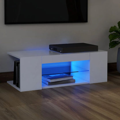 TV Cabinet with LED Lights Smoked Oak 90x39x30 cm V0671190289