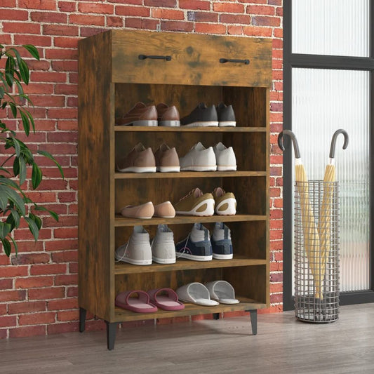 Shoe Cabinet Smoked Oak 60x35x105 cm Engineered Wood S0671058872