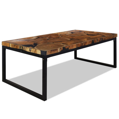 vidaXL Coffee Table Teak Resin 110x60x40 cm White and Brown V069817678