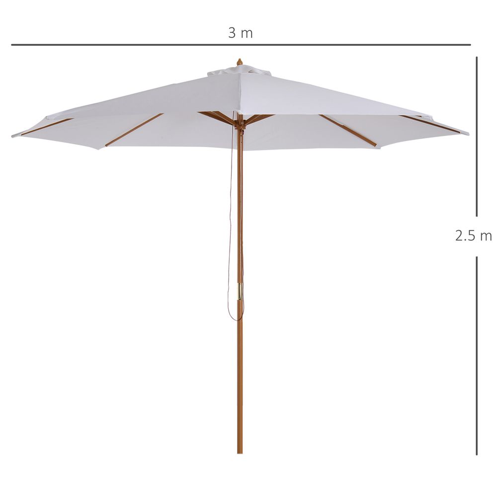 10'x8.2'H Bamboo Wooden Round Market Patio Sun Umbrella Parasol Sunshade Canopy V067942165