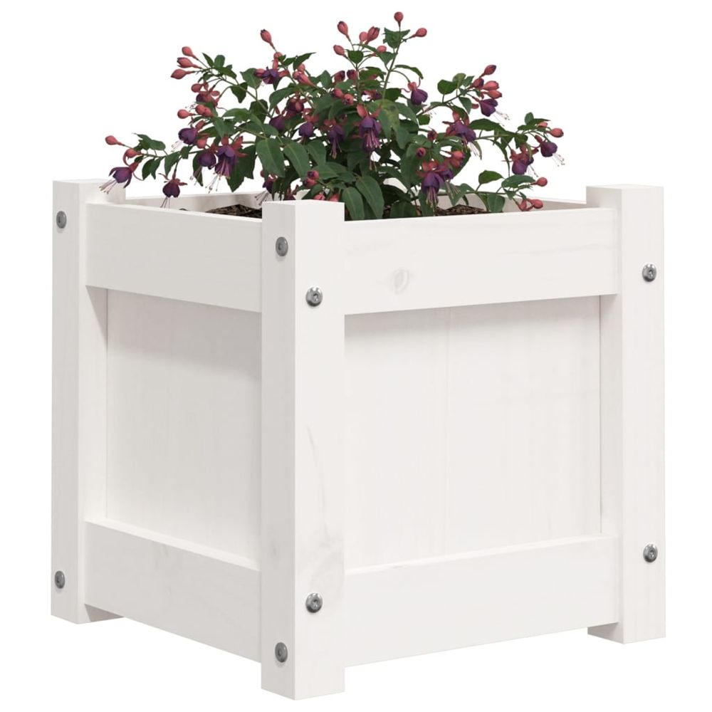 vidaXL Garden Planters 2 pcs White Solid Wood Pine S0671393056