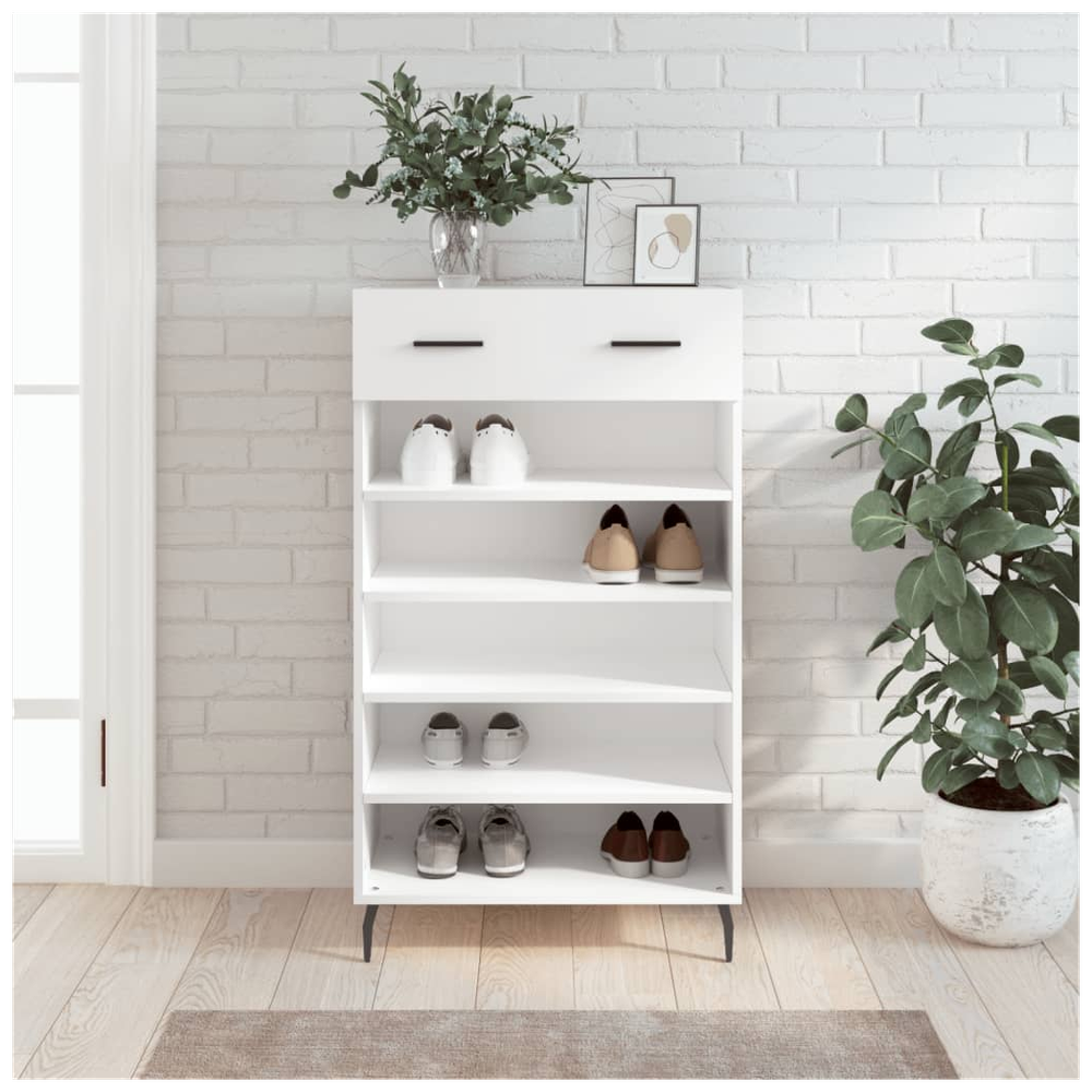 vidaXL Shoe Cabinet White 60x35x105 cm Engineered Wood S0671260505