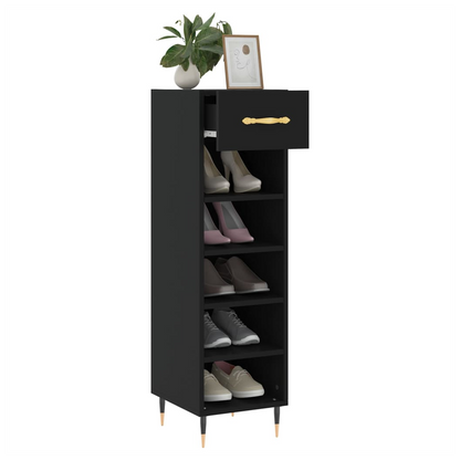 vidaXL Shoe Cabinet Black 30x35x105 cm Engineered Wood S0671357707