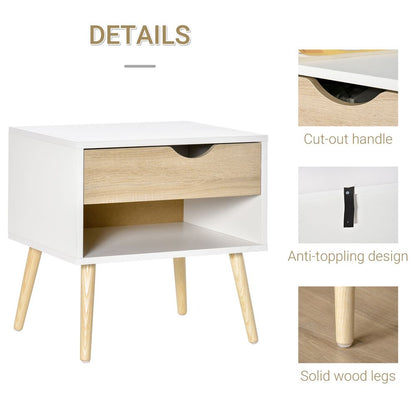 Bedside Table with Drawer and Shelf, Modern Nightstand, End Table S0671063341