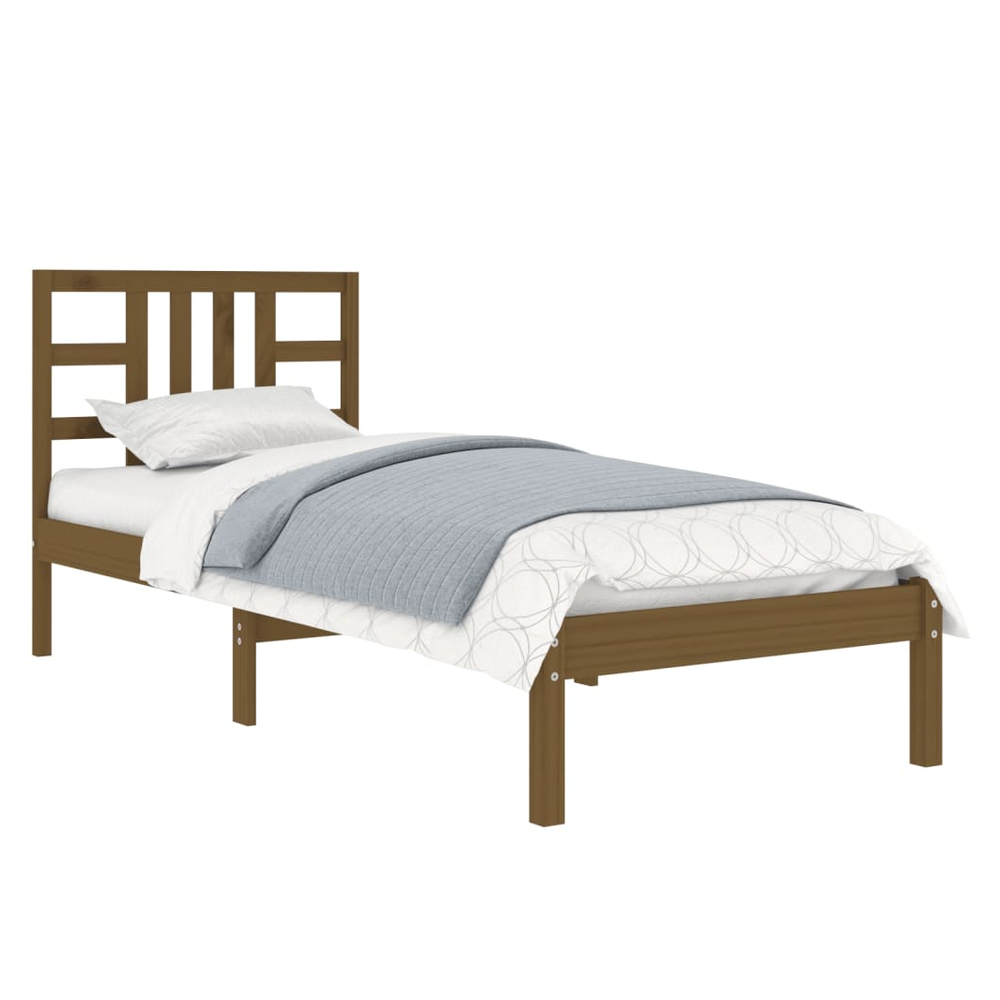 vidaXL Bed Frame Honey Brown Solid Wood 75x190 cm Small Single S0671026020