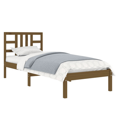 vidaXL Bed Frame Honey Brown Solid Wood 75x190 cm Small Single S0671026020