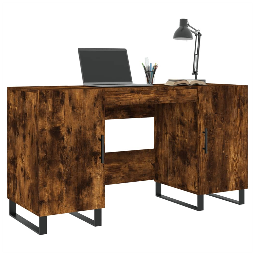 vidaXL Desk Smoked Oak 140x50x75 cm Engineered Wood S0671257309