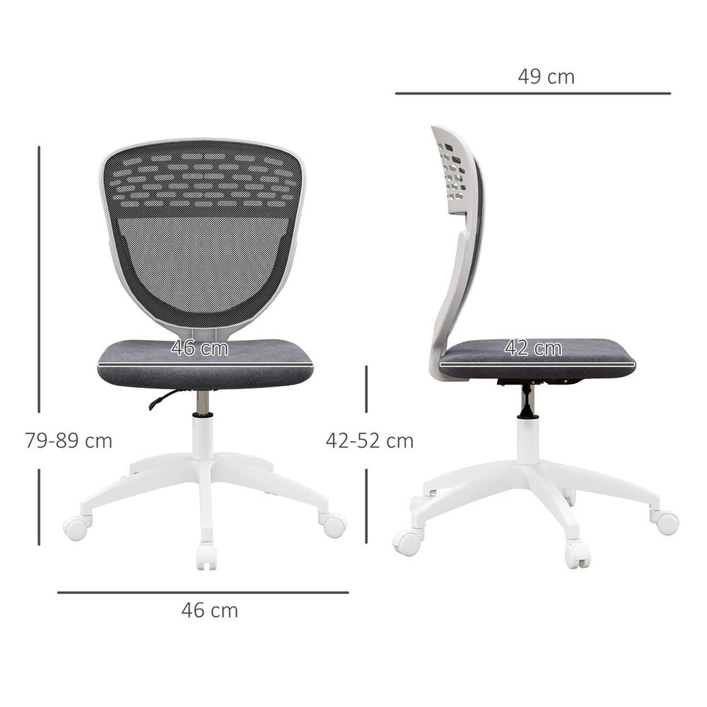 Vinsetto Desk Chair, Height Adjustable Mesh Office Chair with Wheels, Grey S0671383453