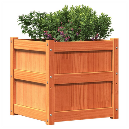 vidaXL Garden Planter Wax Brown 50x50x50 cm Solid Wood Pine S0671394891