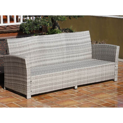 6Pcs Rattan Dining Set Sofa Table Footstool Outdoor w/ Cushion Garden Furniture S067941875