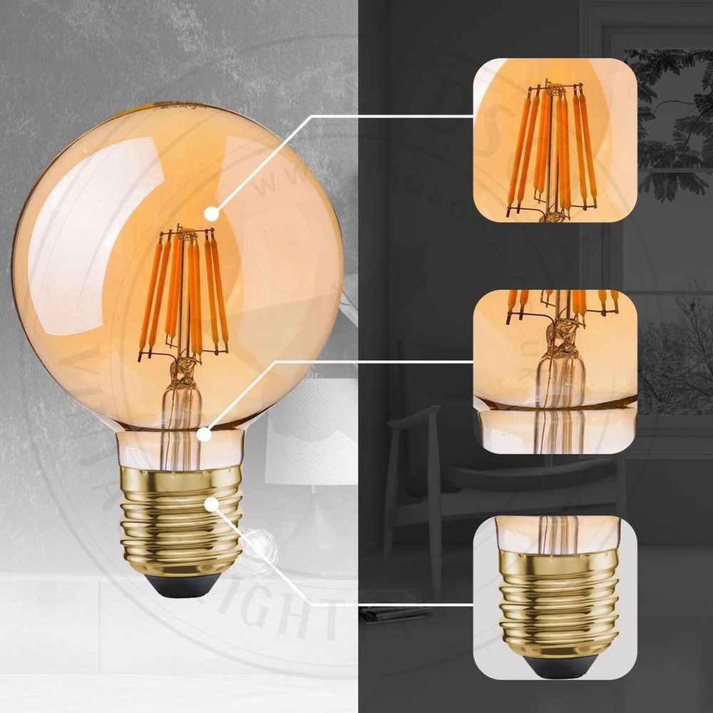 G95 E27 8W Edison Style LED filamen Globe shape Retro Vintage Amber bulb S0671114252