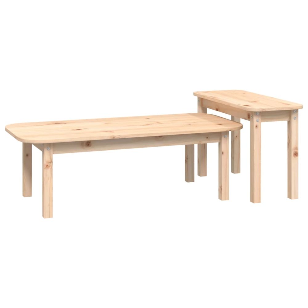 2 Piece Coffee Table Set Solid Wood Pine S0671160198