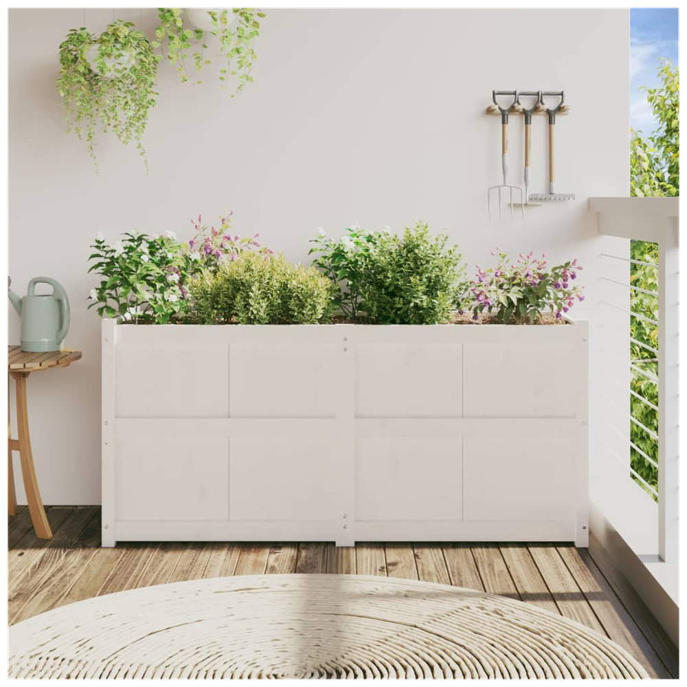 vidaXL Garden Planter White 150x50x70 cm Solid Wood Pine S0671381162