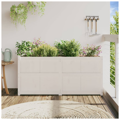 vidaXL Garden Planter White 150x50x70 cm Solid Wood Pine S0671381162