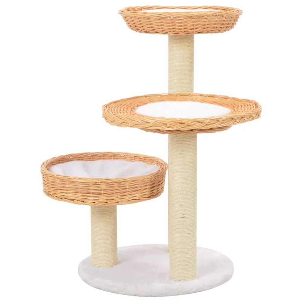 Cat Tree with Sisal Scratching Post Natural Willow Wood S069789527