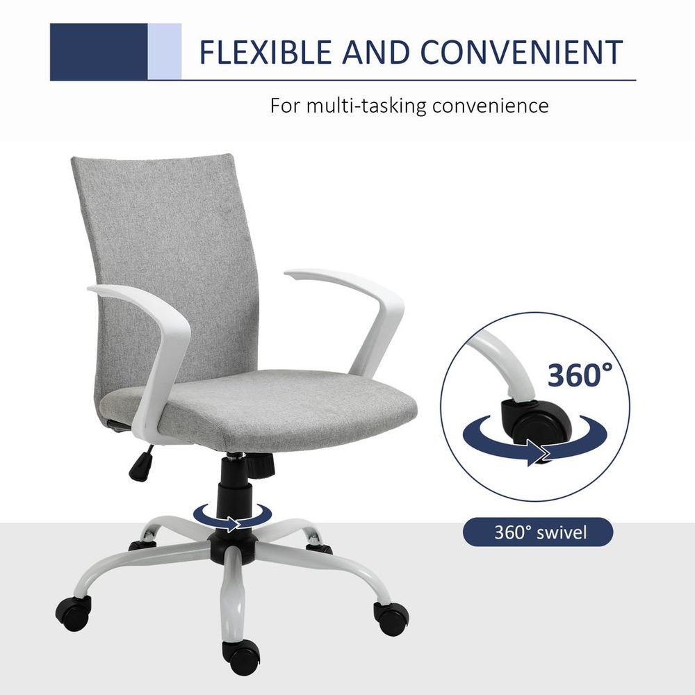 Office Chair Linen Swivel Computer Desk Chair Home Study Task Chair, Light Grey S0671114508