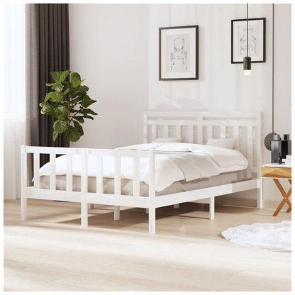 vidaXL Bed Frame White Solid Wood 140x190 cm V0671017731