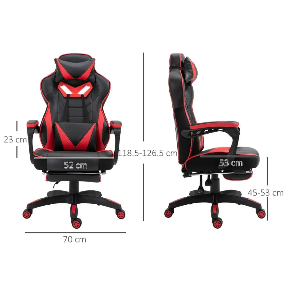 Gaming Chair Ergonomic Reclining w/ Manual Footrest Wheels Stylish Office Red S0671097182