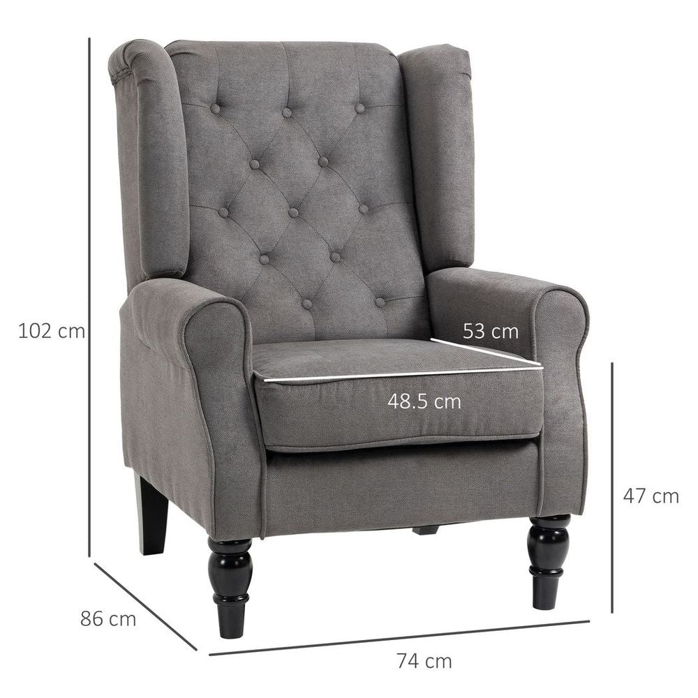 Accent Armchair Home Furniture Retro Tufted Club Wood Fabric Dark Grey S0671149106