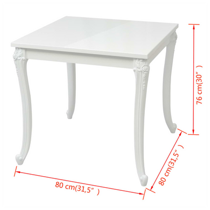 vidaXL Dining Table 80x80x76 cm High Gloss White V0671205630