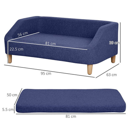 Dog Sofa Cat Couch w/ Removable Washable Cover, for Small Medium Large Dogs Blue S0671347282