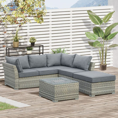 Patio PE Rattan Sofa Sectional Conversation Furniture Set w/ Ice Bucket S0671149277