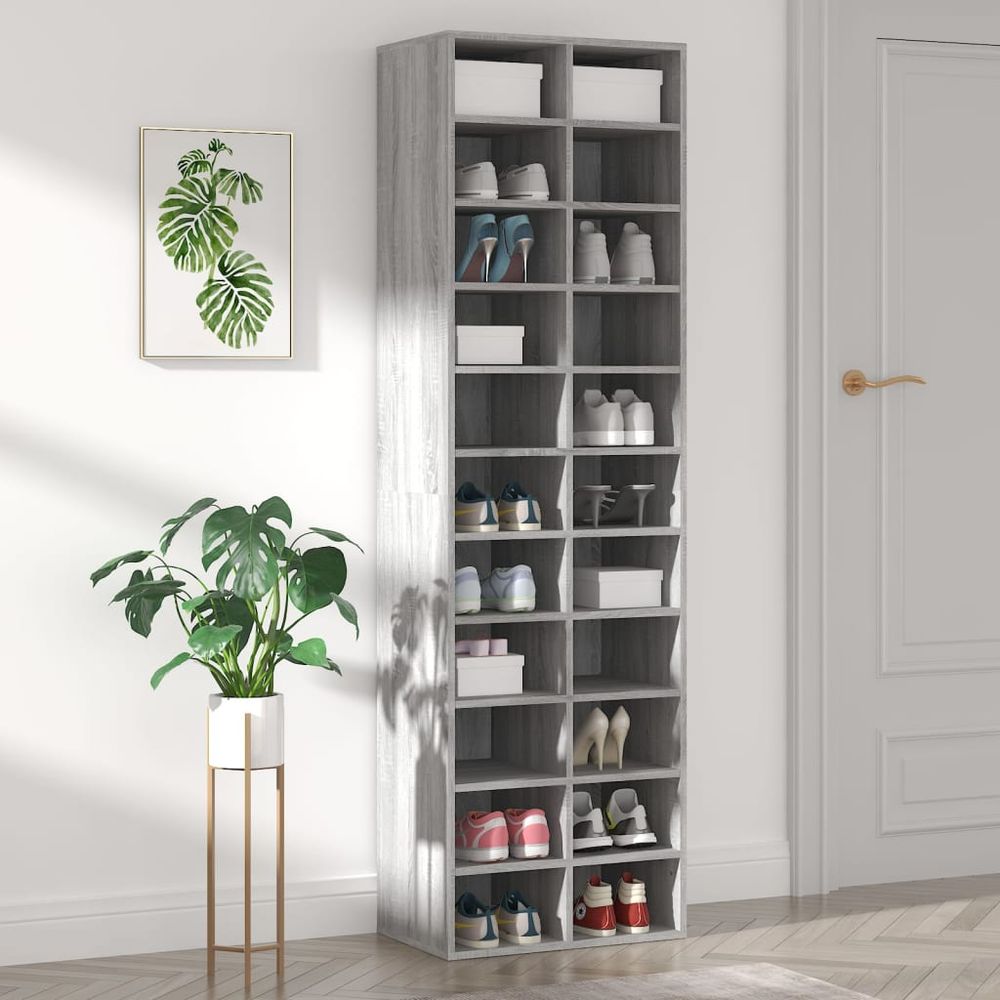 vidaXL Shoe Cabinet Sonoma Oak 54x34x183 cm Engineered Wood S0671026555