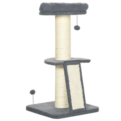 Cat Tree Tower for Indoor Cats w/ Scratching Posts, Pad, Dark Grey, Toy Ball S0671347304