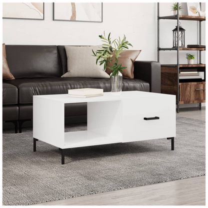 vidaXL Coffee Table High Gloss White 90x50x40 cm Engineered Wood S0671257135