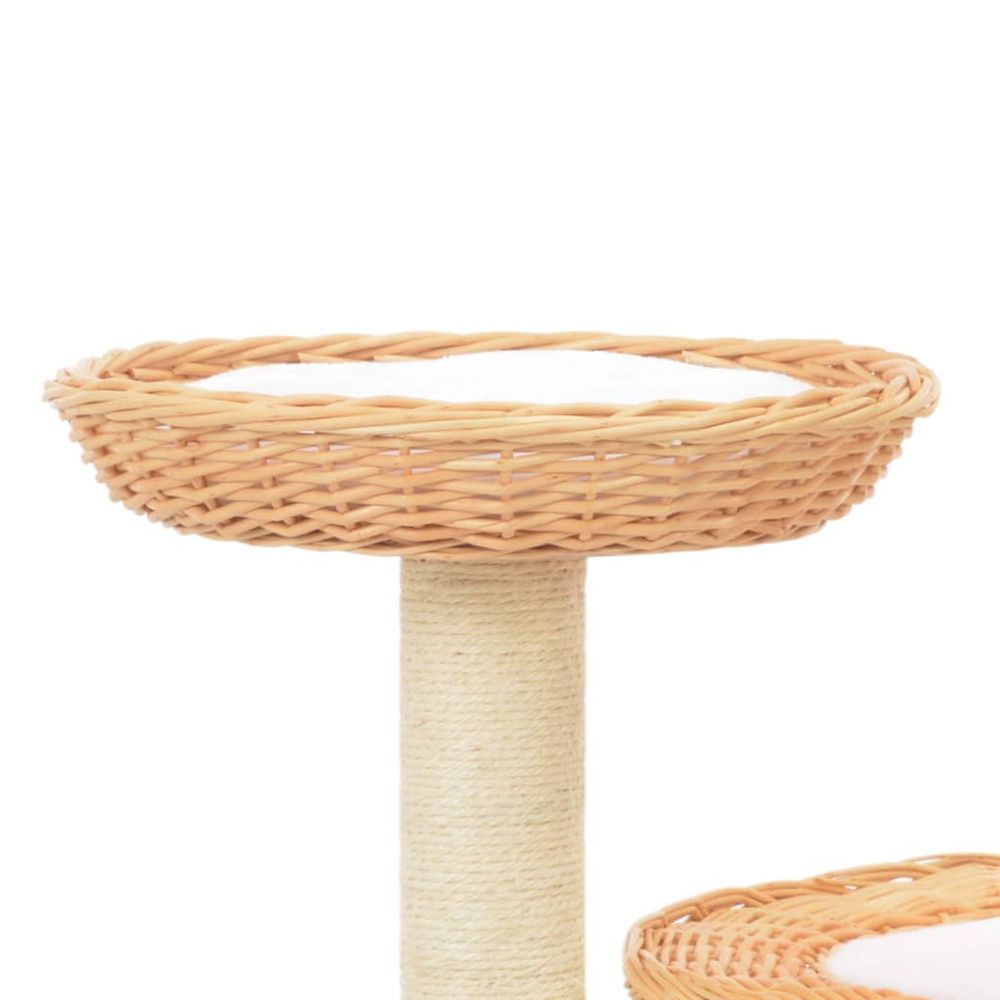 Cat Tree with Sisal Scratching Post Natural Willow Wood S069789527