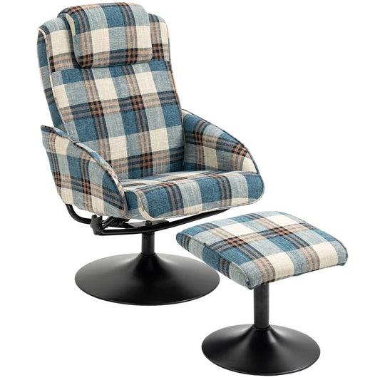 Swivel Armchair with Footstool and Adjustable Backrest Multicolour S0671217713