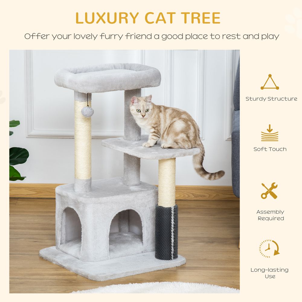 Cat Tree Climbing Activity Center with Scratching Massage Toy Hanging Ball S0671070889