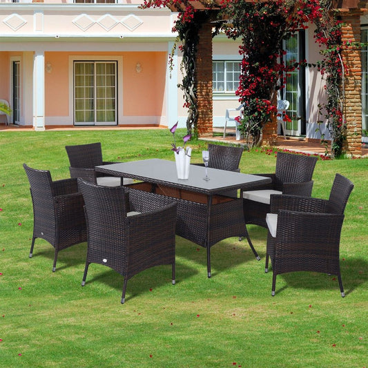 7Pc Rattan Garden Furniture Dining Set: 1 x Rectangular S067941510