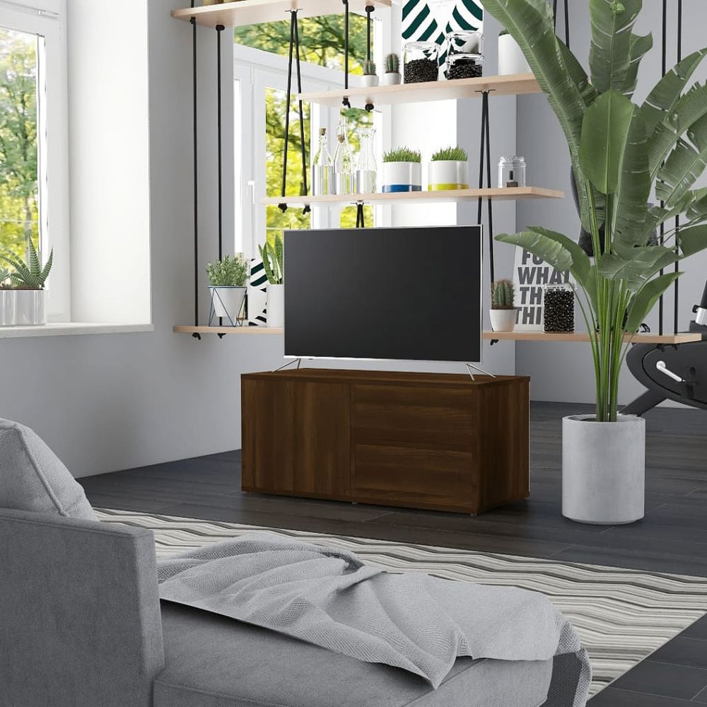 vidaXL TV Cabinet Smoked Oak 80x34x36 cm Engineered Wood S0671093741