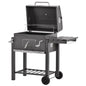 Charcoal Grill BBQ Trolley Wheels Shelf Side Thermometer Steel Black S0671080232