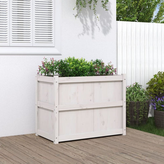 vidaXL Garden Planter White 90x50x70 cm Solid Wood Pine S0671381123