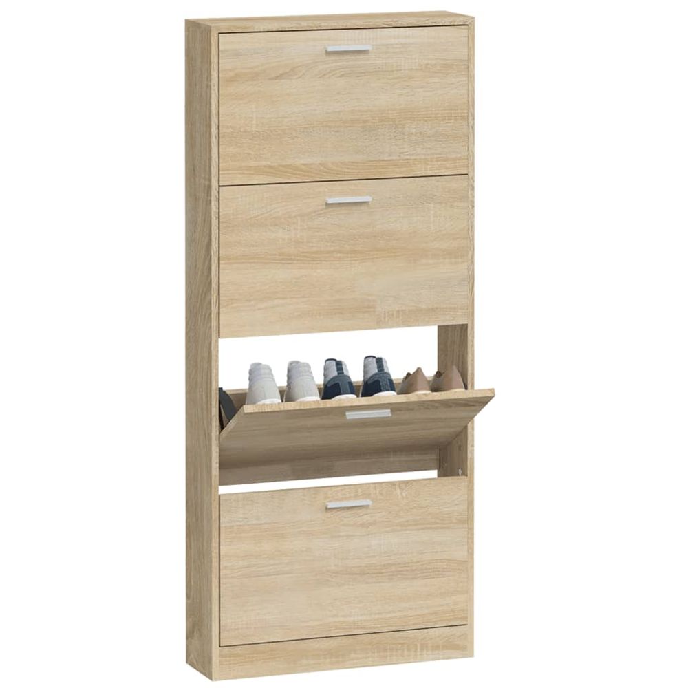 Shoe Cabinet Oak 59x17x150 cm Engineered Wood S0671093572