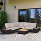 4Pcs Rattan Sofa Garden Set Coffee Table Chairs Loveseat Outdoor w/ Cushion V067942523