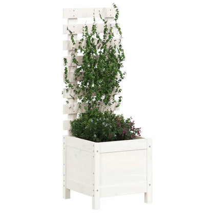 vidaXL Garden Planter with Rack White 39x39.5x114 cm Solid Wood Pine S0671368441