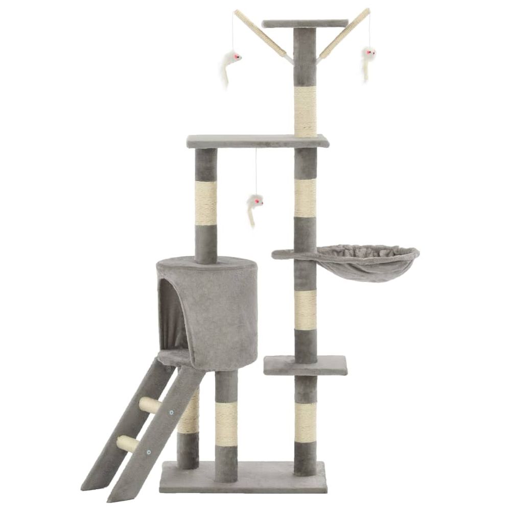 vidaXL Cat Tree with Sisal Scratching Posts 138 cm Grey V0671185442