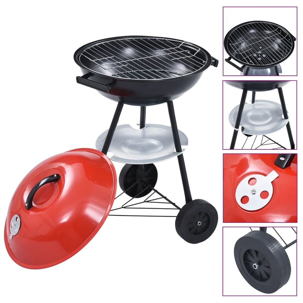 Portable XXL Charcoal Kettle BBQ Grill with Wheels 44 cm S069811375