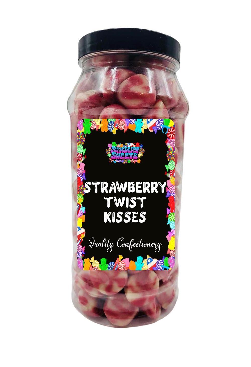 Strawberry Twist Kisses Strawberry & Cream Flavour Retro Sweets Gift Jar